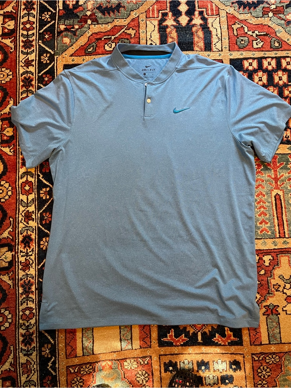 Nike Light Blue Dri-FIT Polo with Teal Swoosh